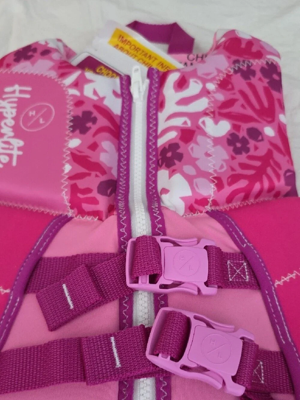 Hyperkate Kids Pink Floral Swim Vest with Secure Buckles